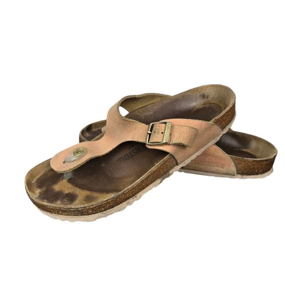 Birkenstock Gizeh Metallic Copper Thong Leather Sandals Sz 41 W 10 M 8 Unisex - Picture 4 of 13